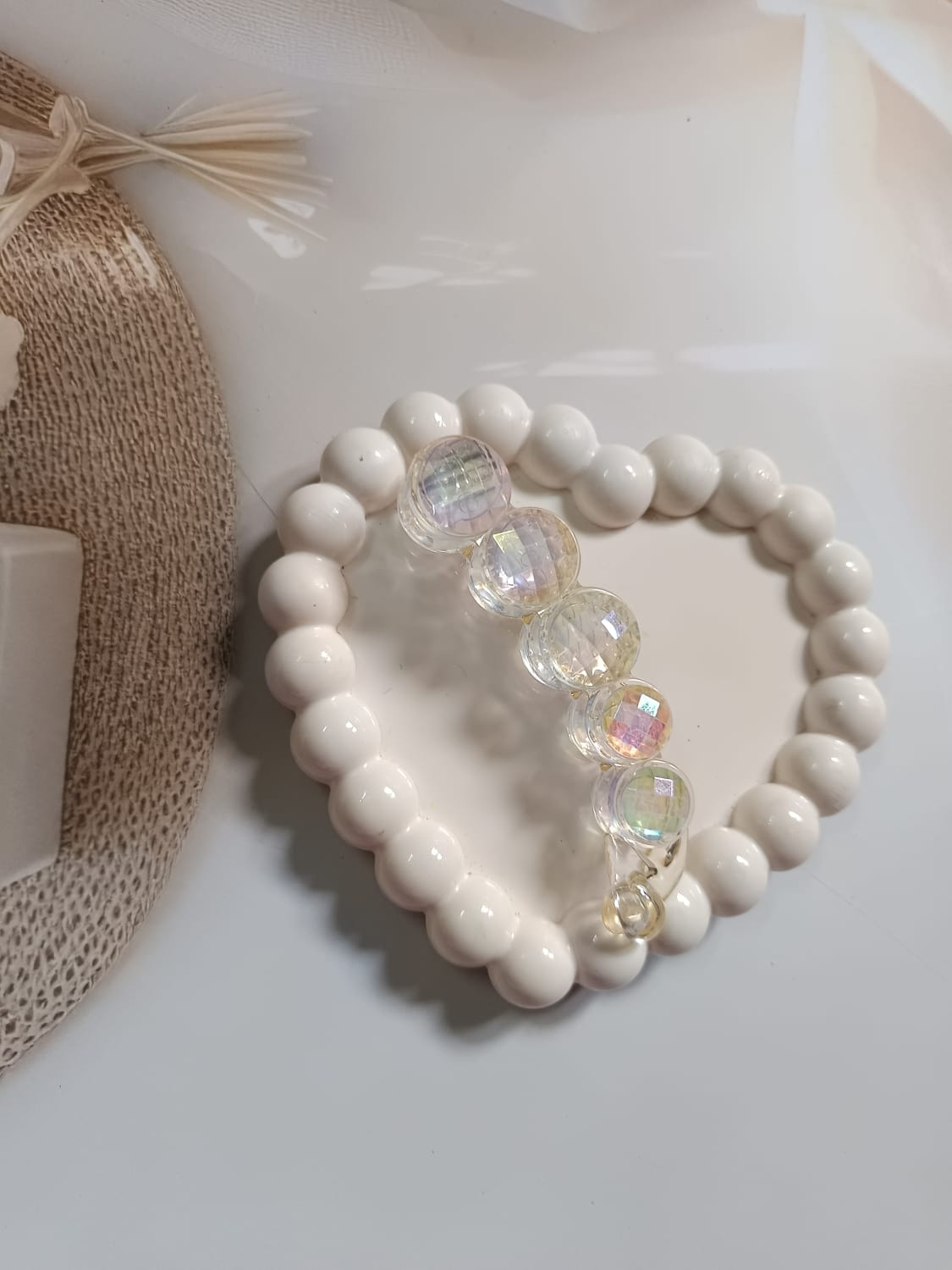 Shiny Crystal Banana Clip - White