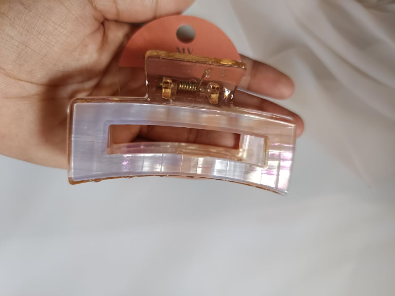 Luxurious Jumbo dual shining tone rectangle claw - 3