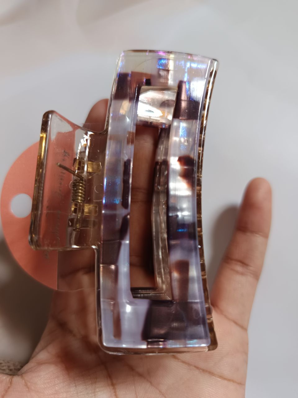 Luxurious Jumbo dual shining tone rectangle claw
