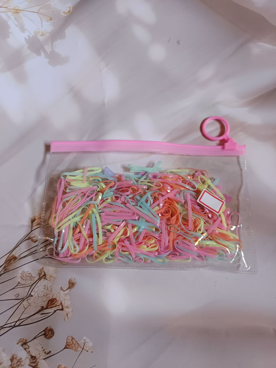 Colorful mini rubberbands pouch - Pink pouch