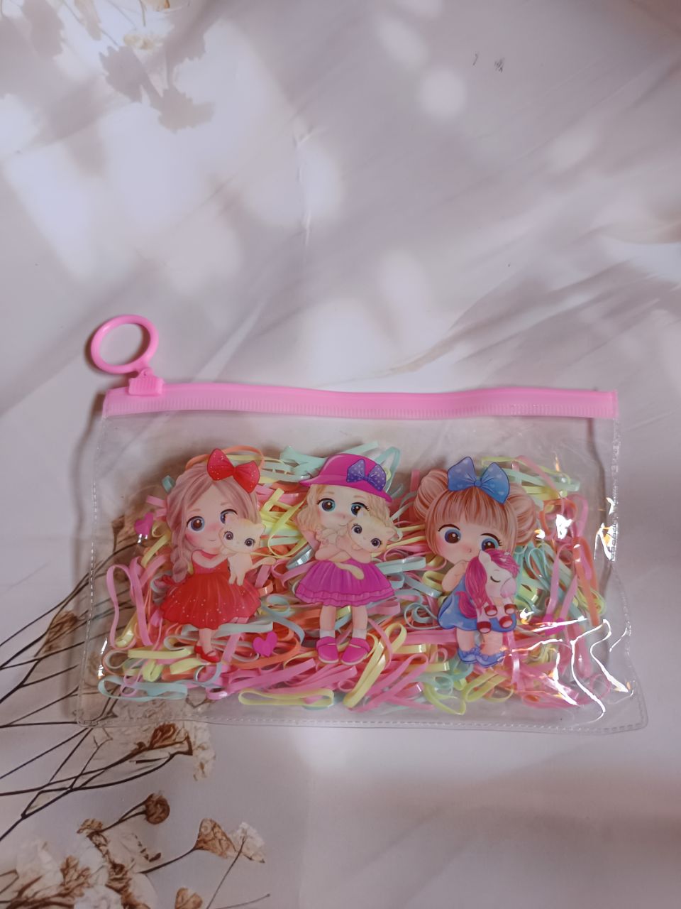 Colorful mini rubberbands pouch
