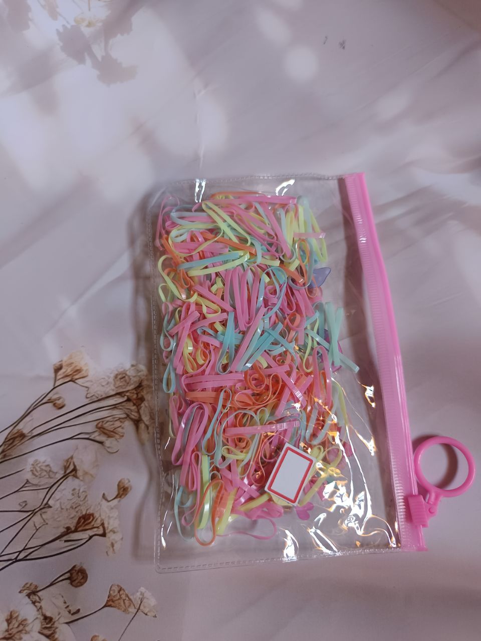 Colorful mini rubberbands pouch - Pink pouch