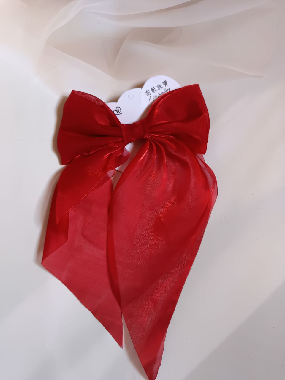 Stylish organza  tail bow clip - Red
