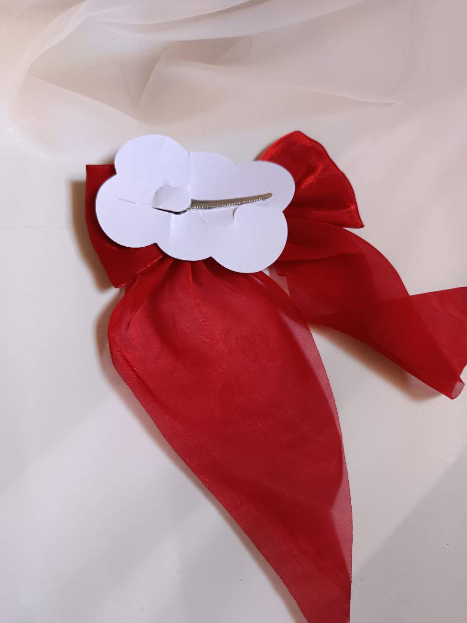 Stylish organza  tail bow clip - Red