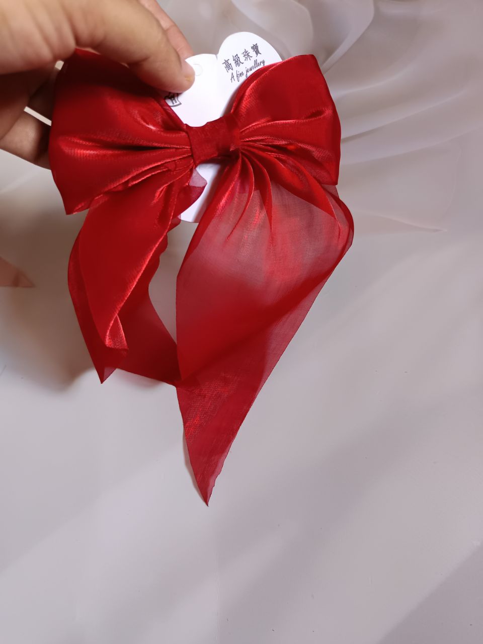 Stylish organza  tail bow clip - Red