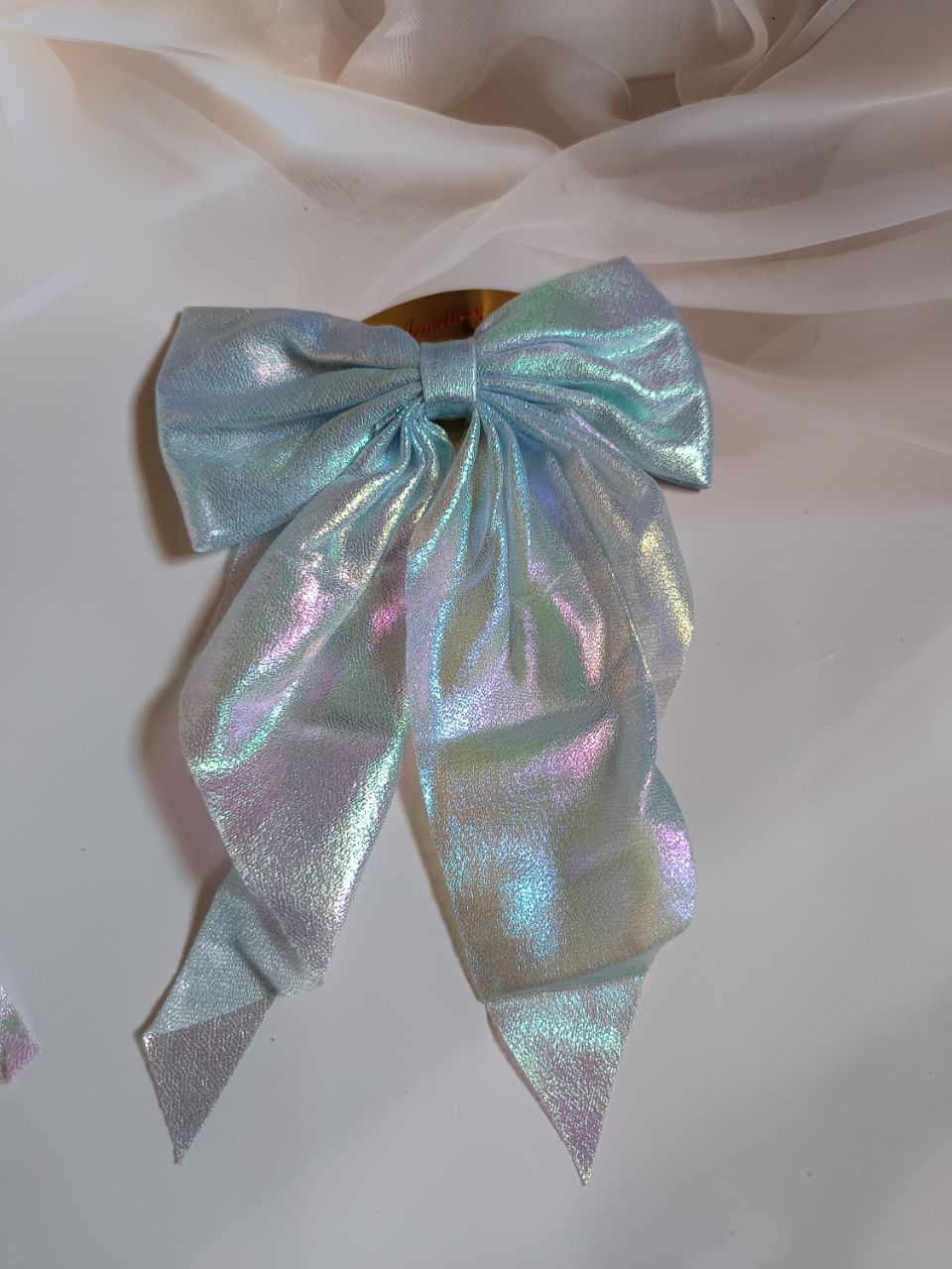 Shimmering barbie tail bow clip - Skyblue