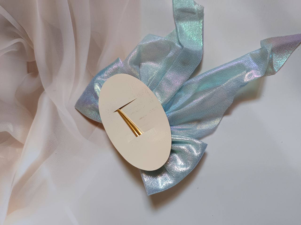 Shimmering barbie tail bow clip - Skyblue