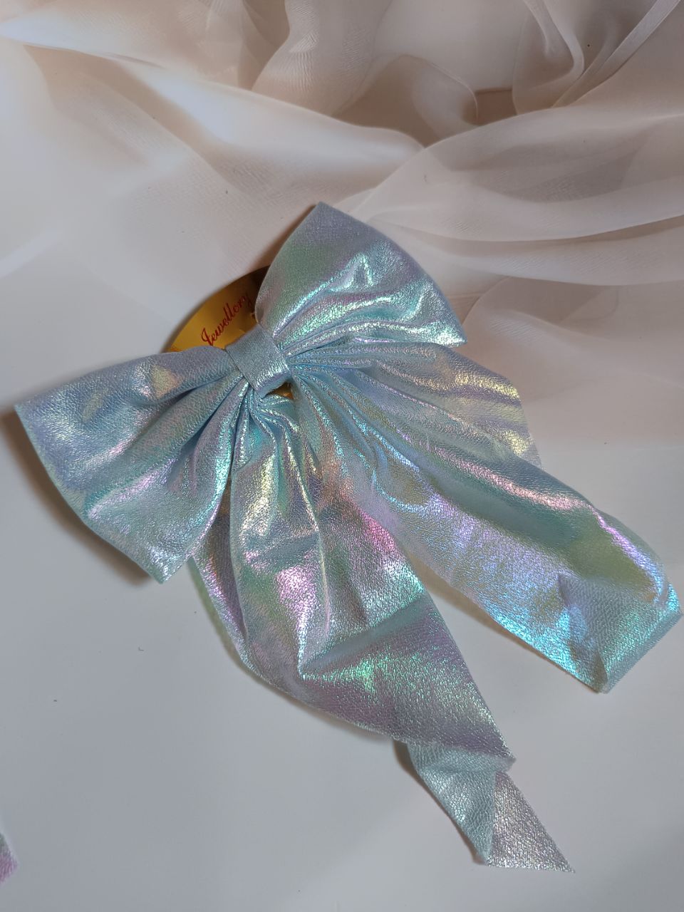 Shimmering barbie tail bow clip - Skyblue