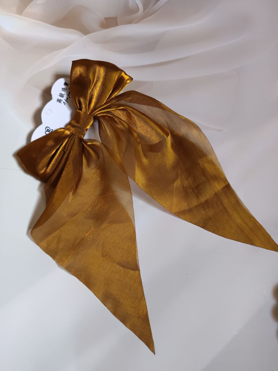 Stylish organza  tail bow clip - Olive