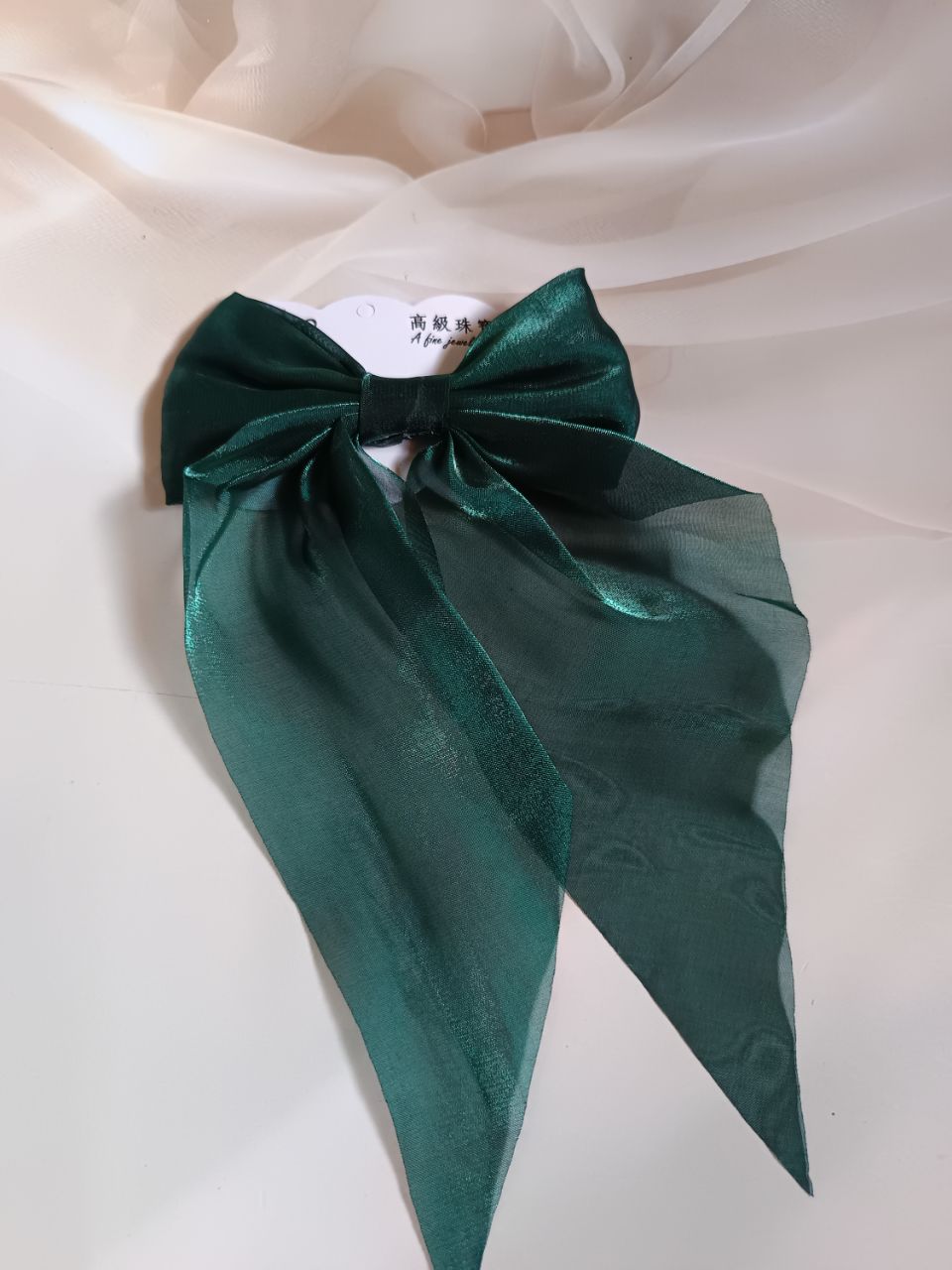 Stylish organza  tail bow clip - Green