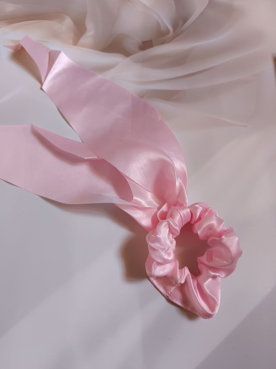 Long tail satin scrunchies - Pink