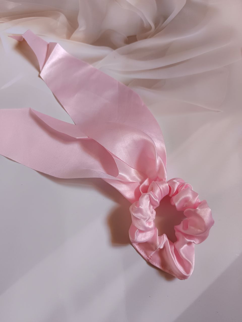 Long tail satin scrunchies - Pink