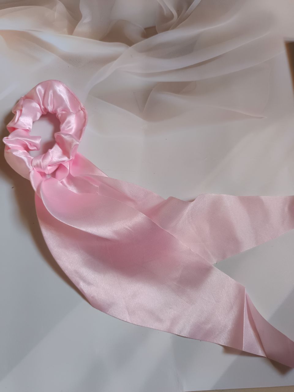 Long tail satin scrunchies - Pink