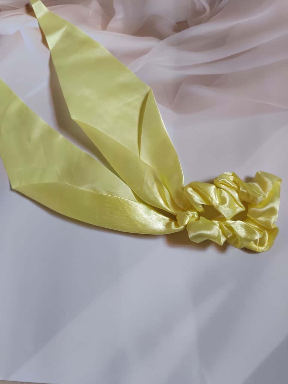 Long tail satin scrunchies - Lemon yellow