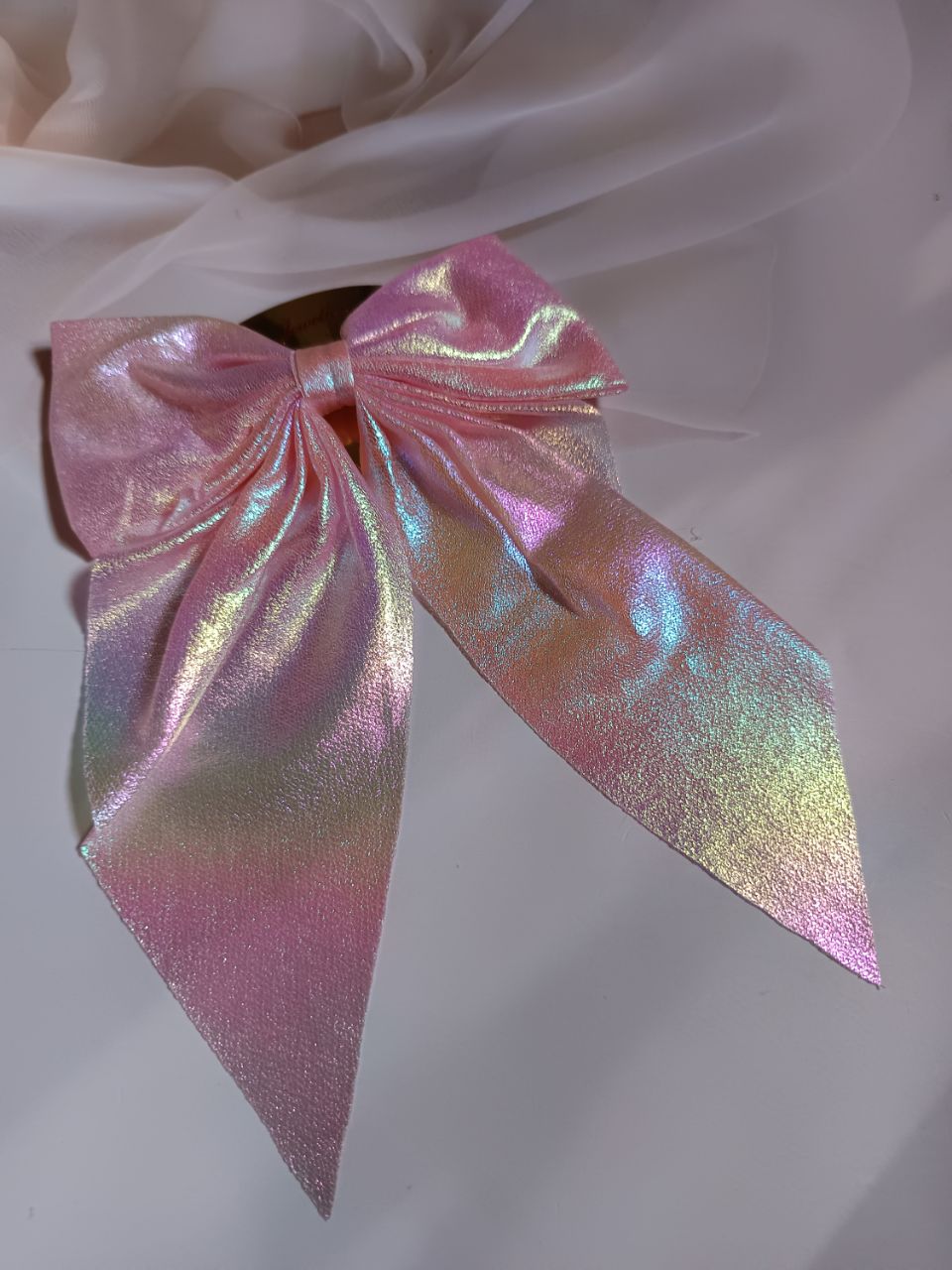 Shimmering barbie tail bow clip - Pink