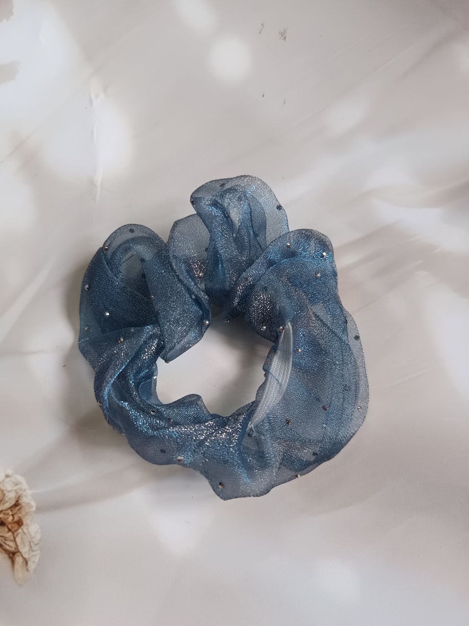 Organza stone scrunchies - Blue