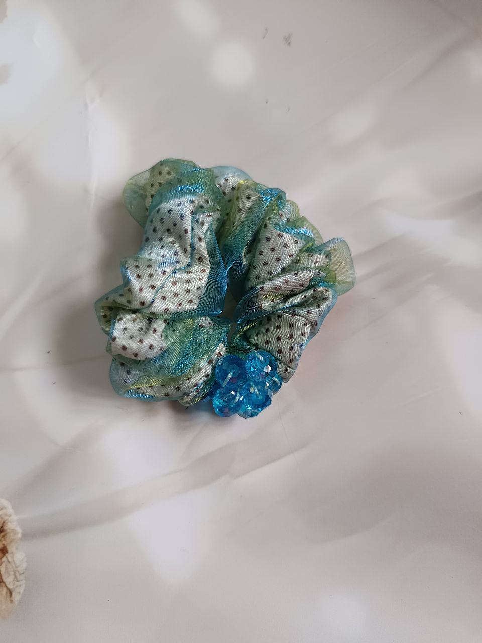 Twin cloth beads scrunchies - 2