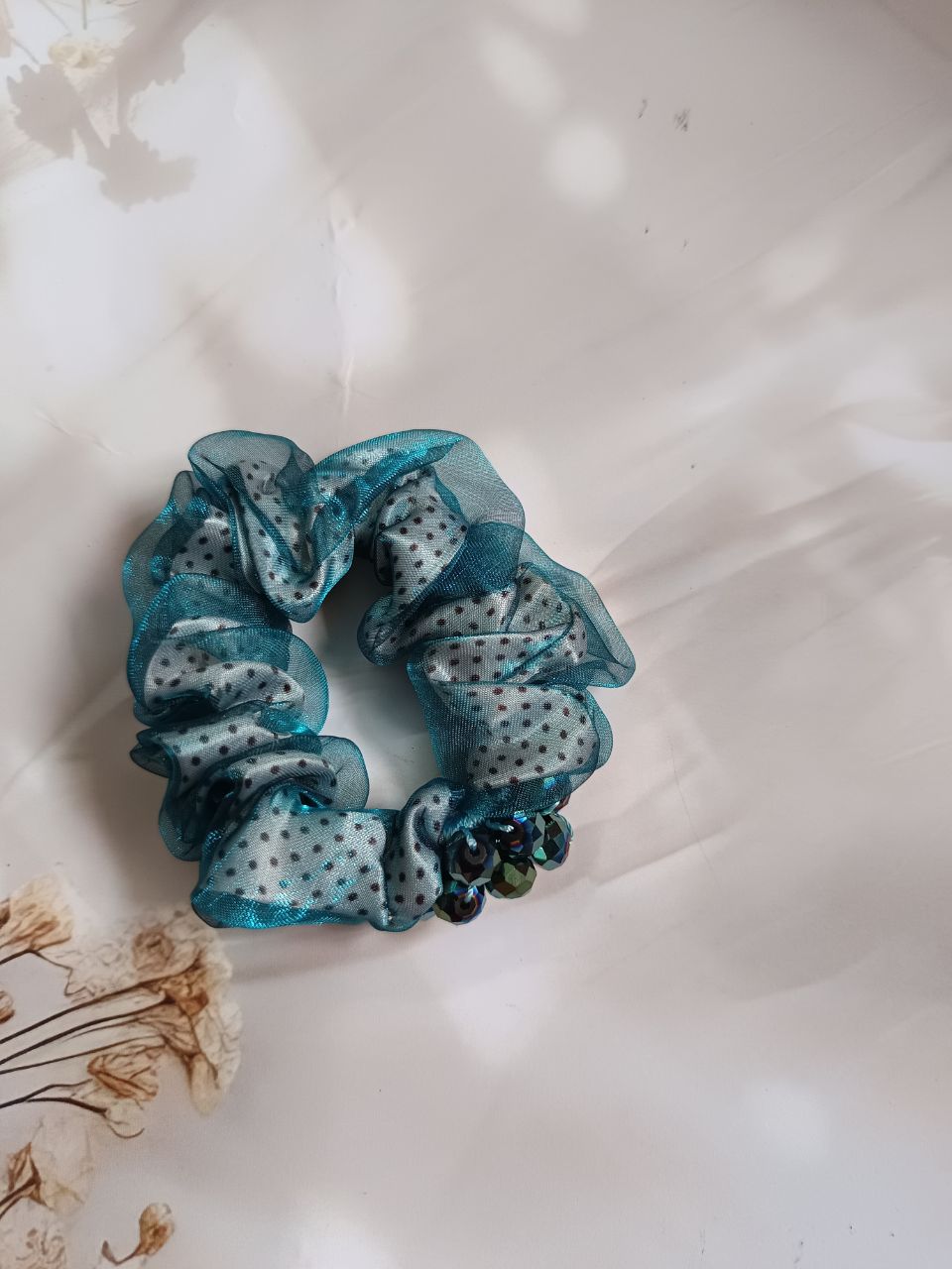 Twin cloth beads scrunchies - 3