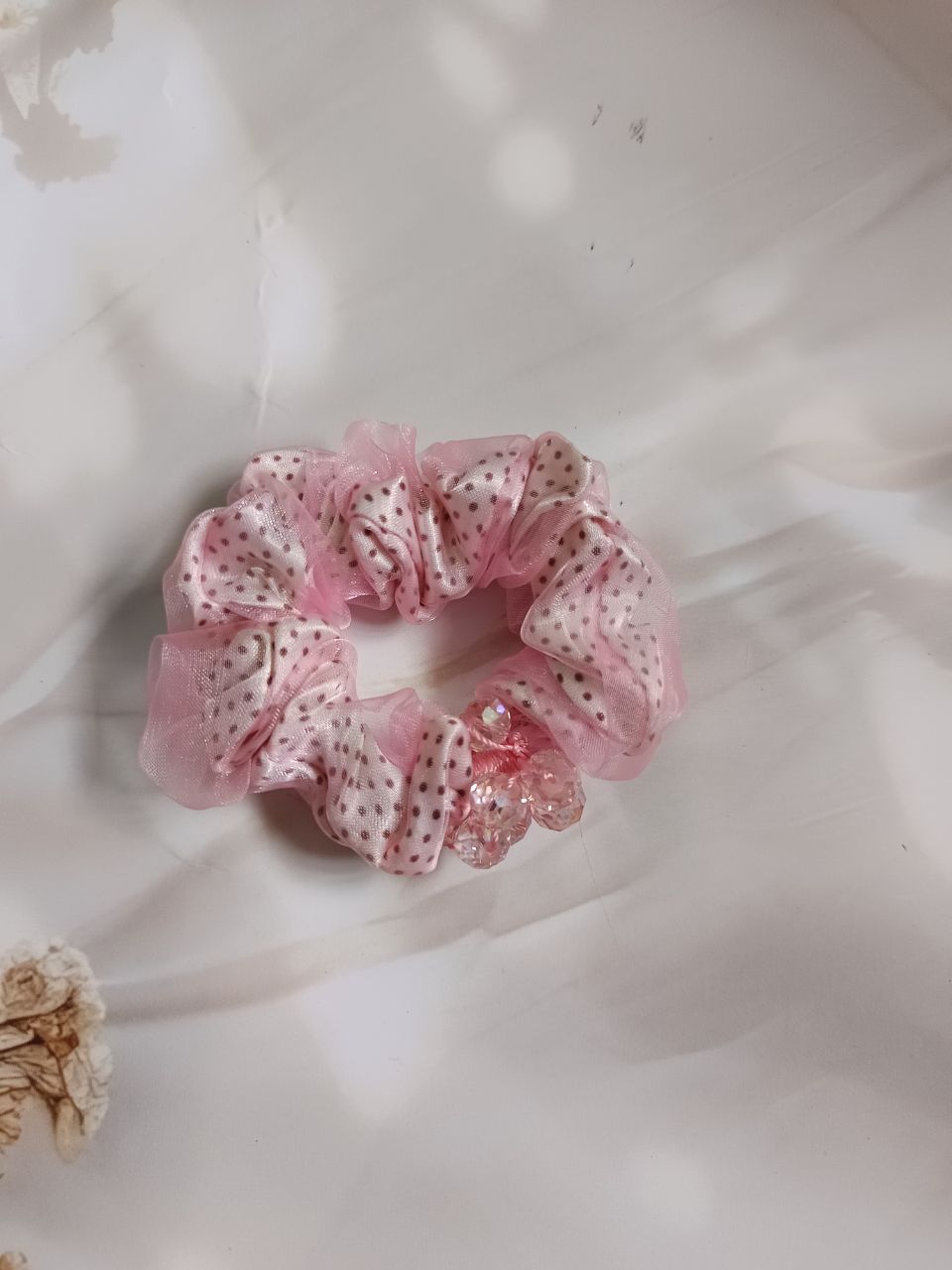 Twin cloth beads scrunchies - 4