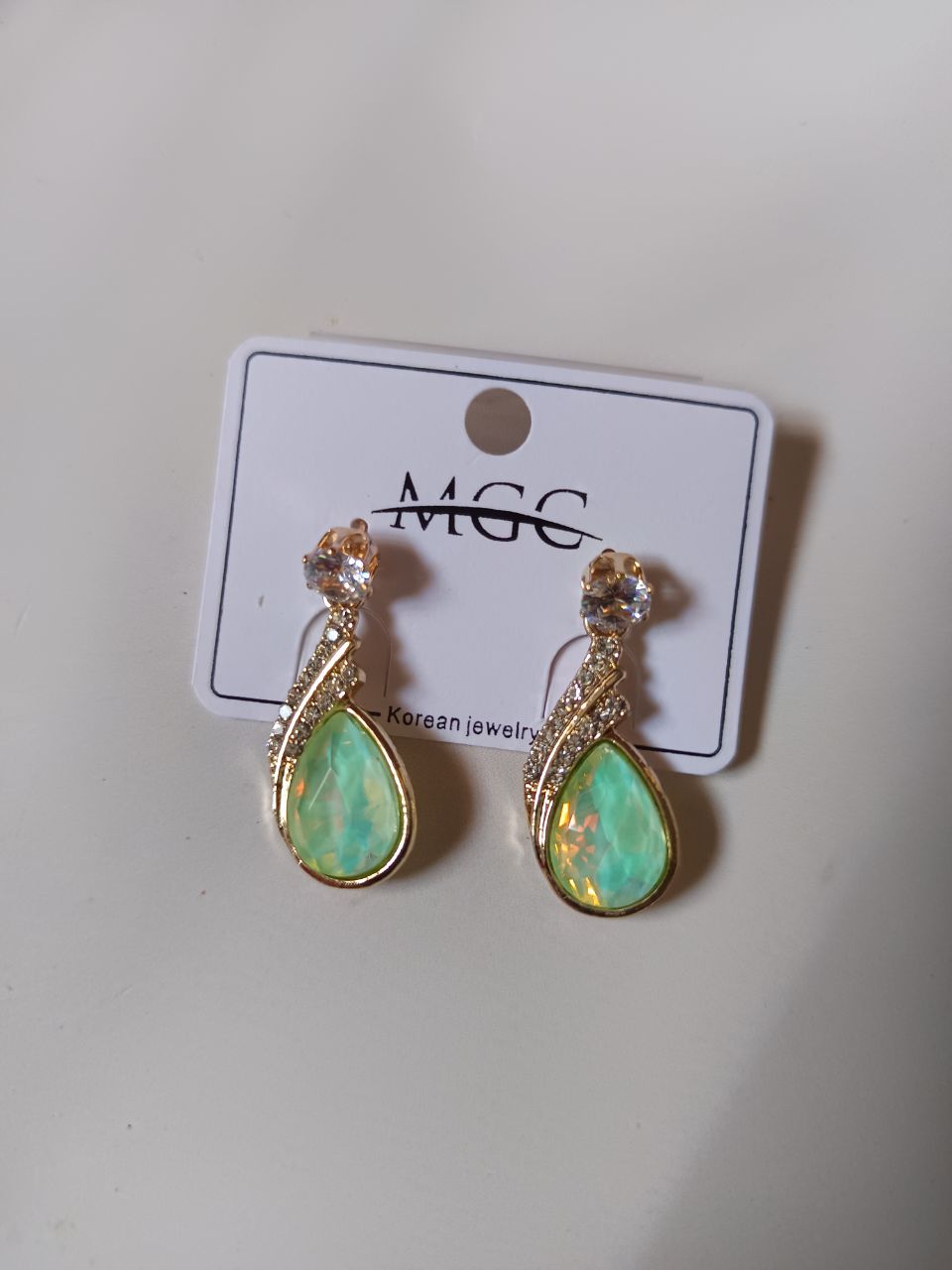 Teardrop dangler earring with crystals - 6