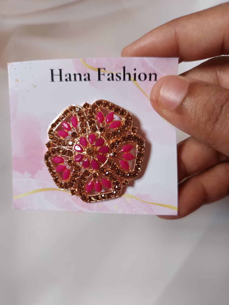 Mughal flower stone ring big size - Pink