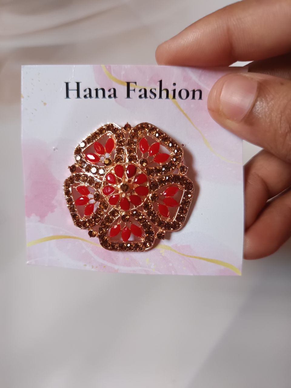 Mughal flower stone ring big size - Red