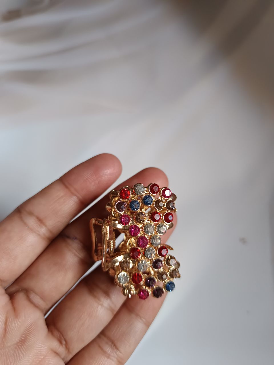 Multicolor stone metal claw - Gold